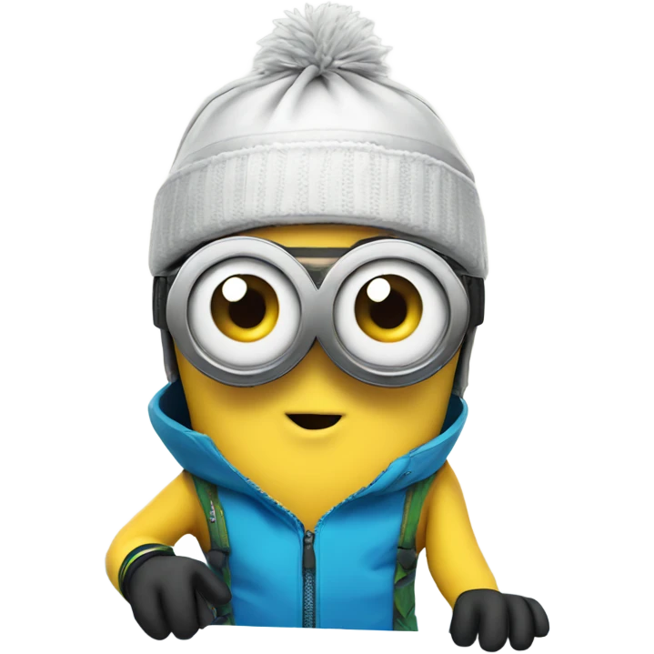 Minion on snowboard wearing goggles emoji