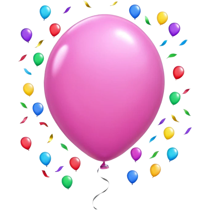 a pink balloon, confetti emoji