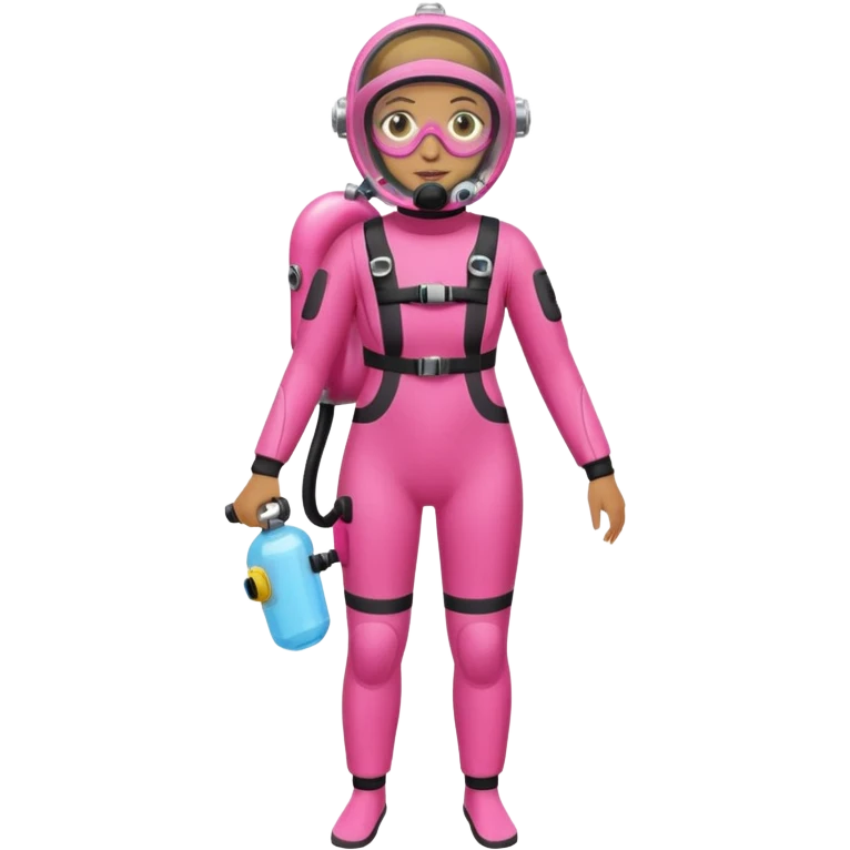 woman diver full body with pink diver suit, diver mask and oxygen tank
 emoji