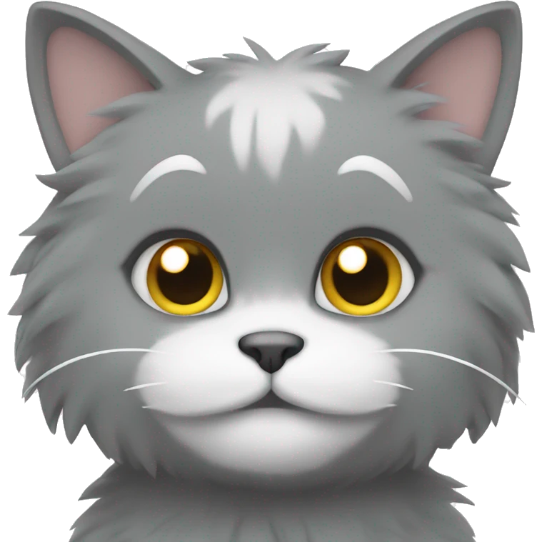 fluffy gray cat with white paws emoji