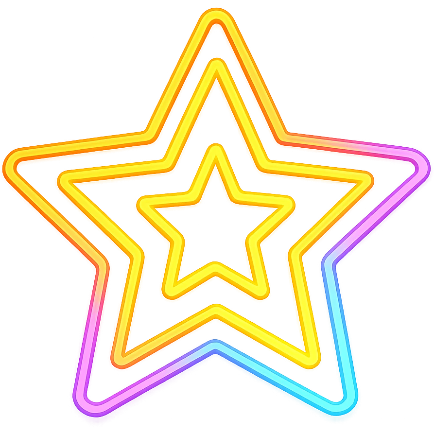 A shining star with bright neon outlines in pop art style emoji