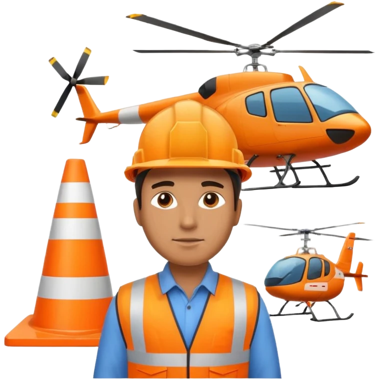 flying helicopter orange cone man emoji