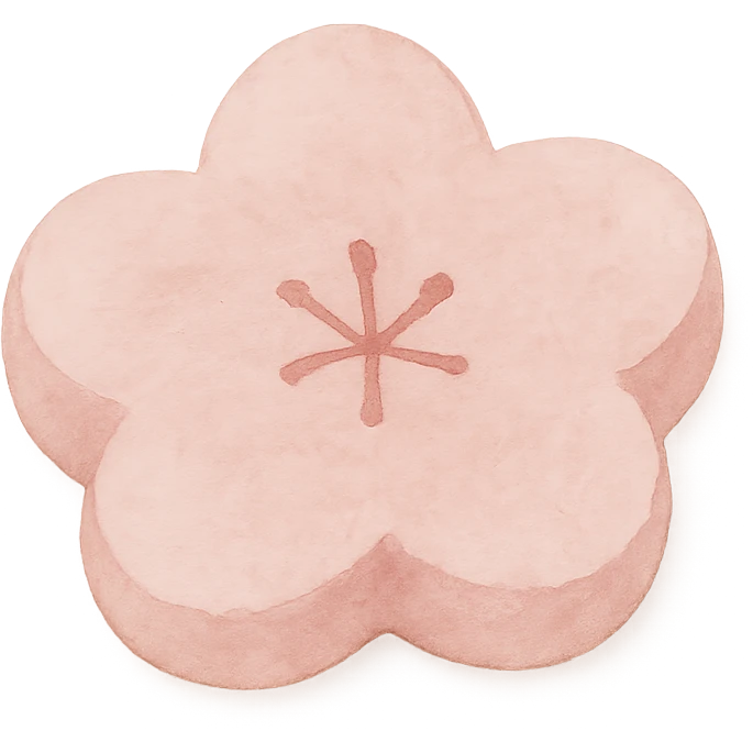 pink flower-shaped candy, watercolor art style, isolated on transparent background emoji