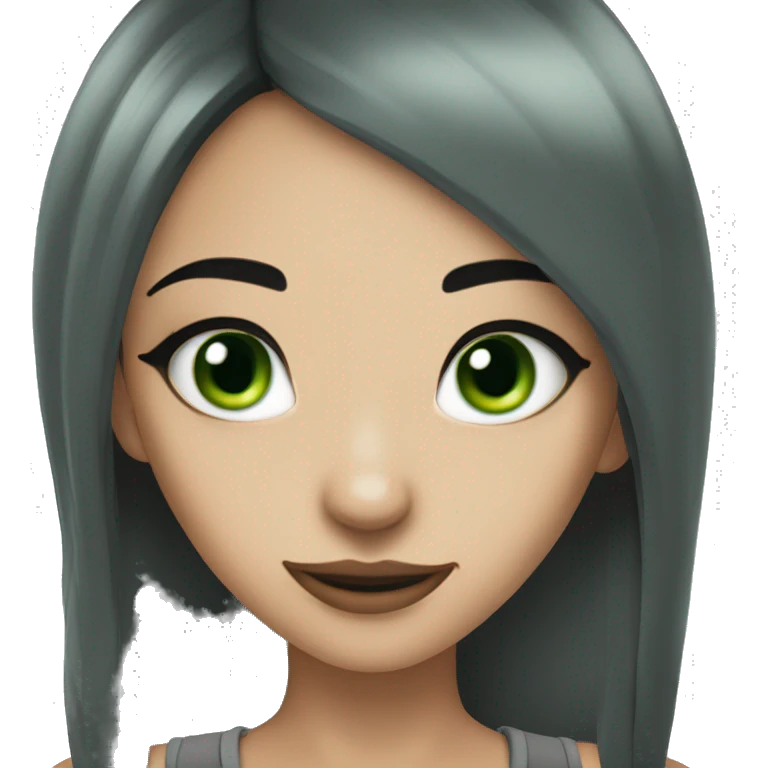a darg green eyed girl with black hair and nose piercing  emoji