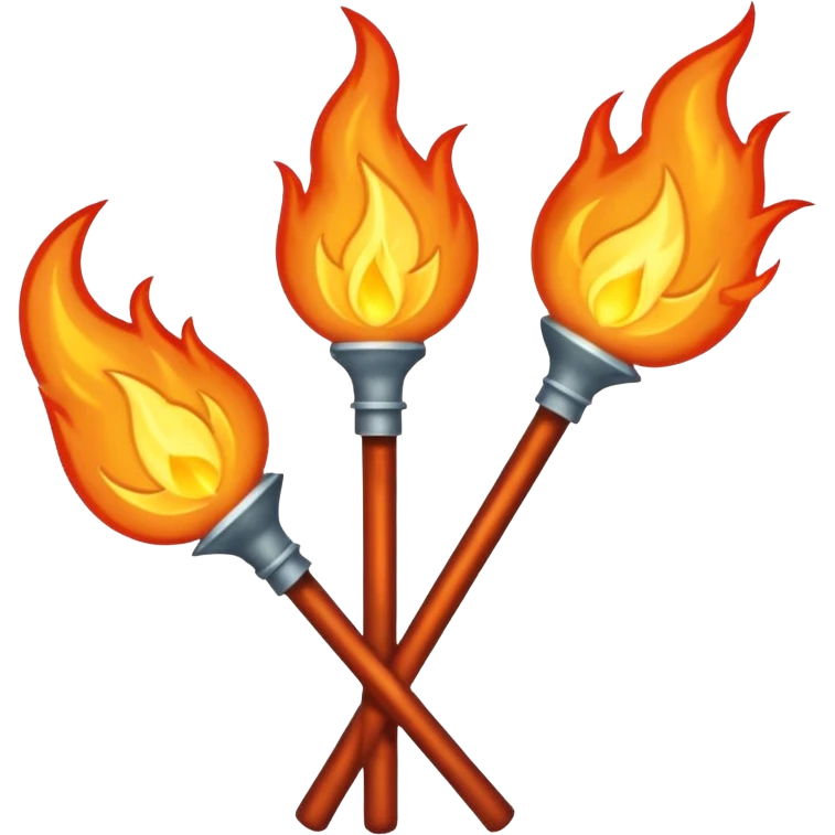 a three pronged pitchfork and a torch crossing each other to make an x emoji