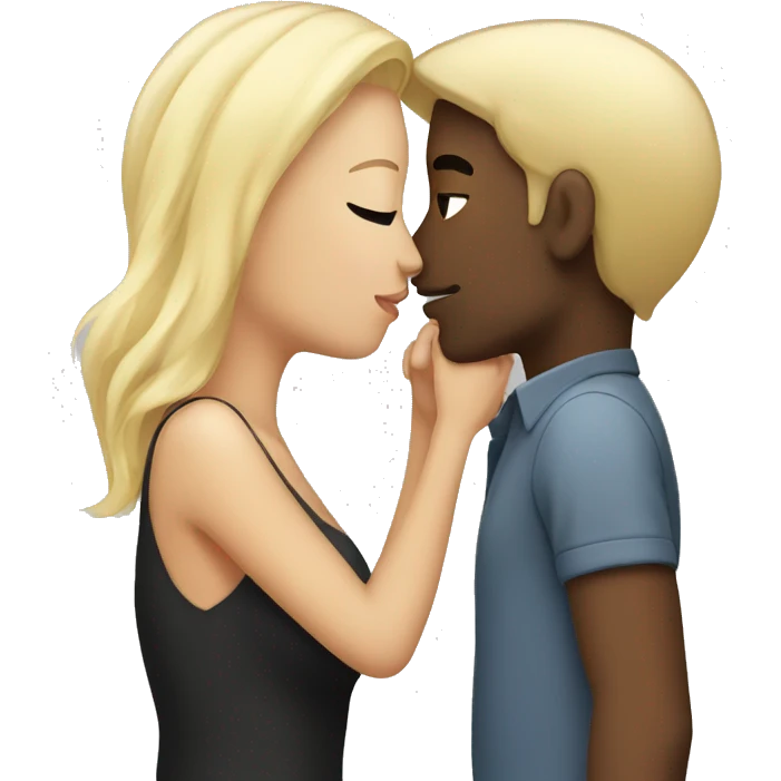 Black hair girlfriend kissing blonde hair boyfriend emoji