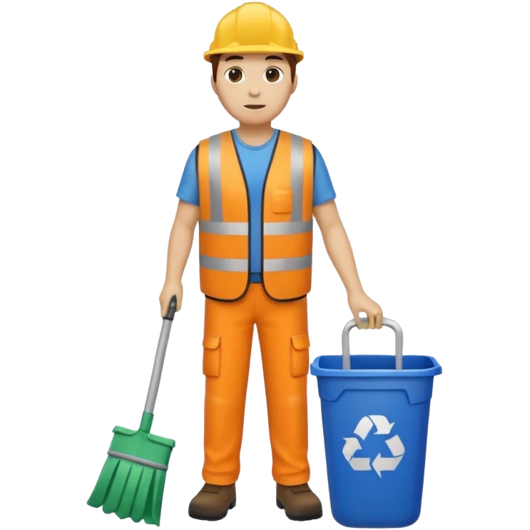 waste-management, safety vest, trash picker, cleaning up trash, full body emoji