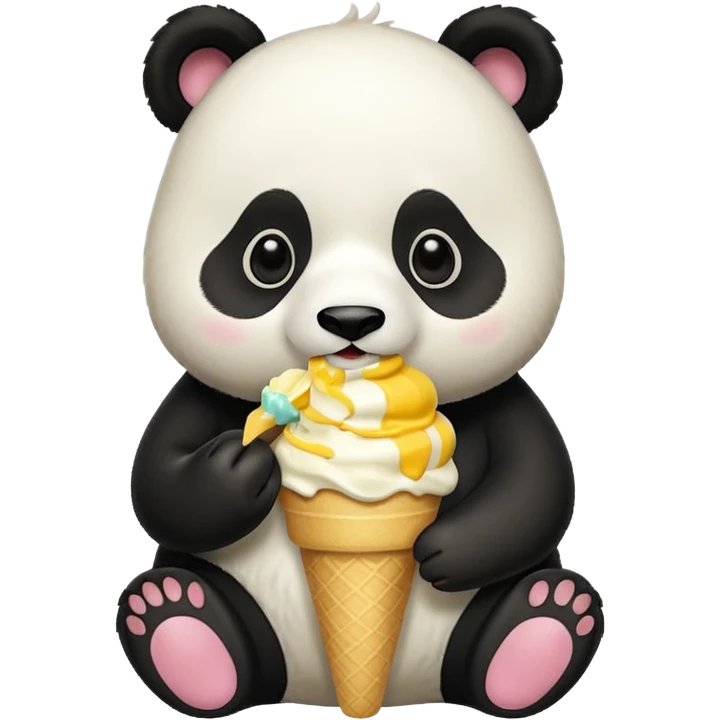 Panda eating mango icecream emoji
