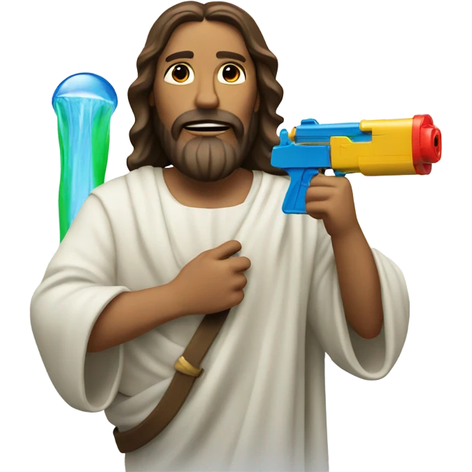 Jesus with a water gun emoji