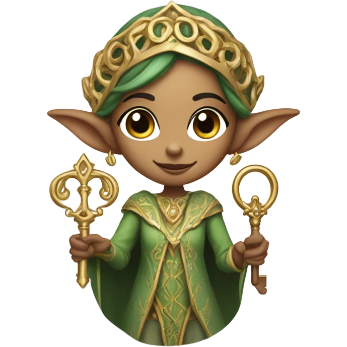 an elf woman login holding a big key emoji