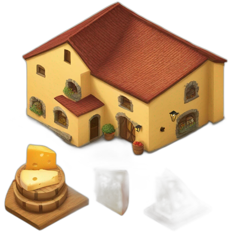 Cheese wine house isometric emoji