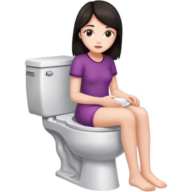 Girl with dark hair on toilet emoji