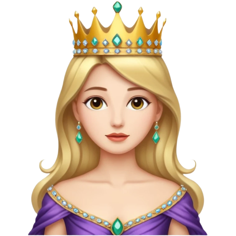 Queen – Elegant woman with jeweled crown and gown emoji
