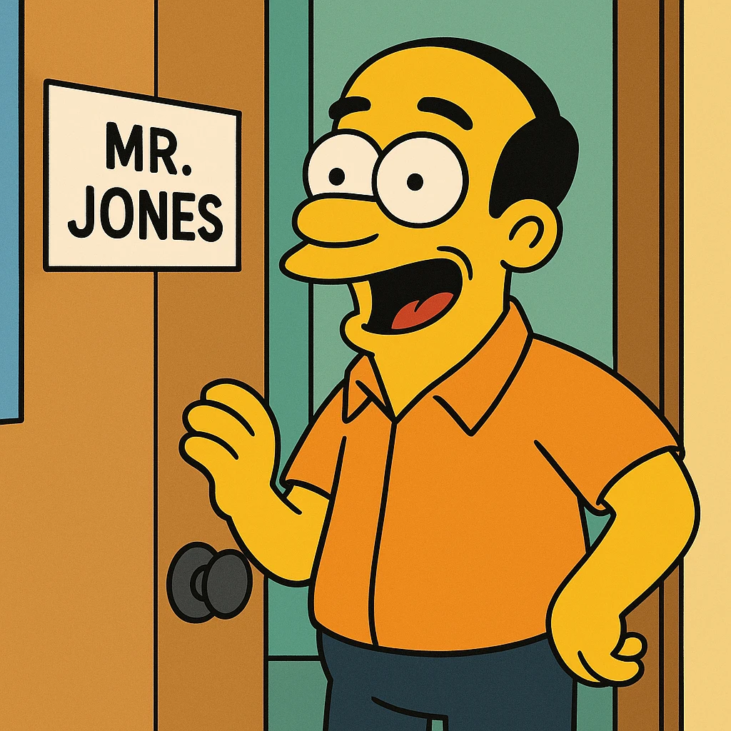 He had a personalized nameplate on his office door. 1 person inside the office building emoji
