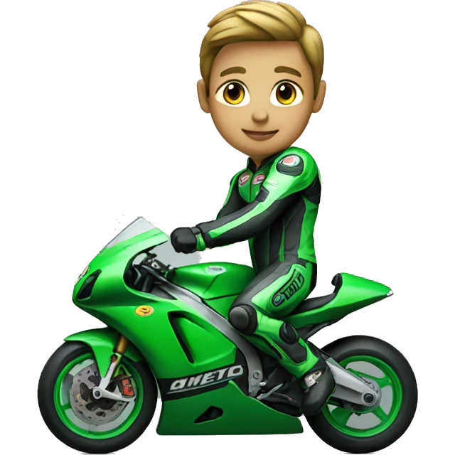 green motorcycle racer  emoji