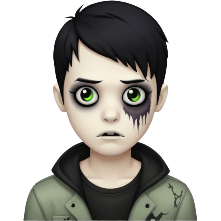 emo zombie boy with black hair emoji