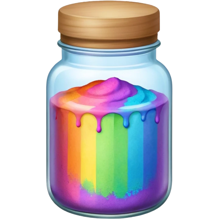 A jar with rainbow powder in it emoji