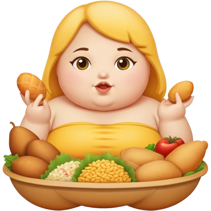 جوجه ی شکمو با یه عالمه غذا emoji