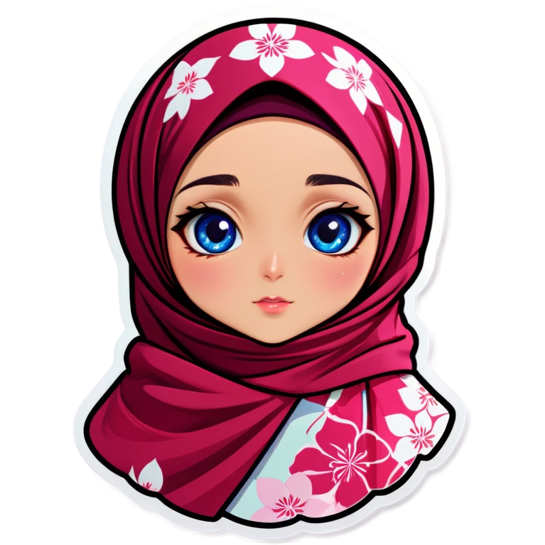 Turkish beautiful finish Konya girl blue eyes with hijab and Sakura dress emoji