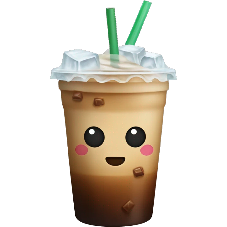 Starbuck ice coffee with ice cubes emoji
