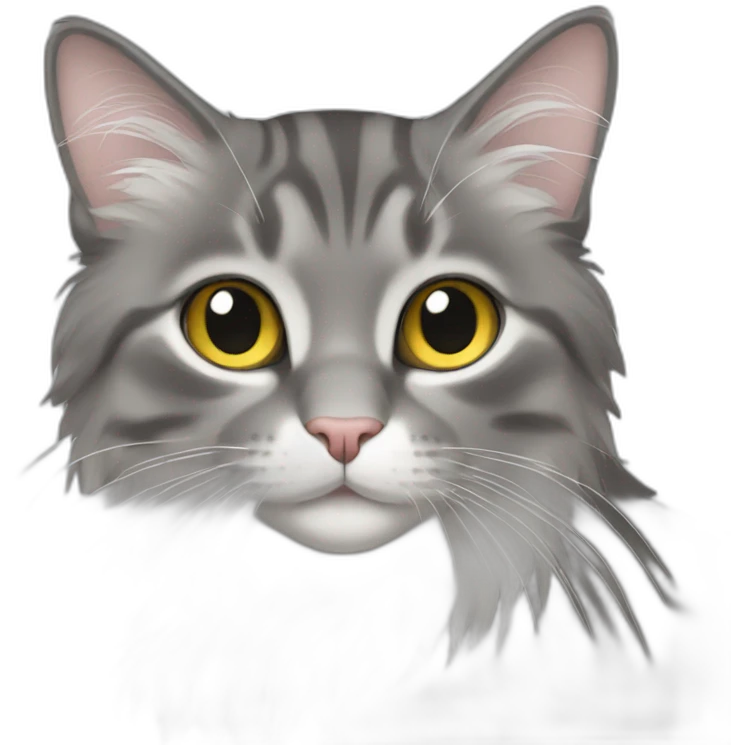 Grey cat long hair emoji