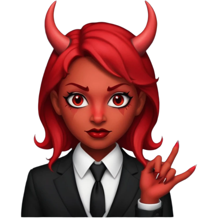devil woman with tie emoji