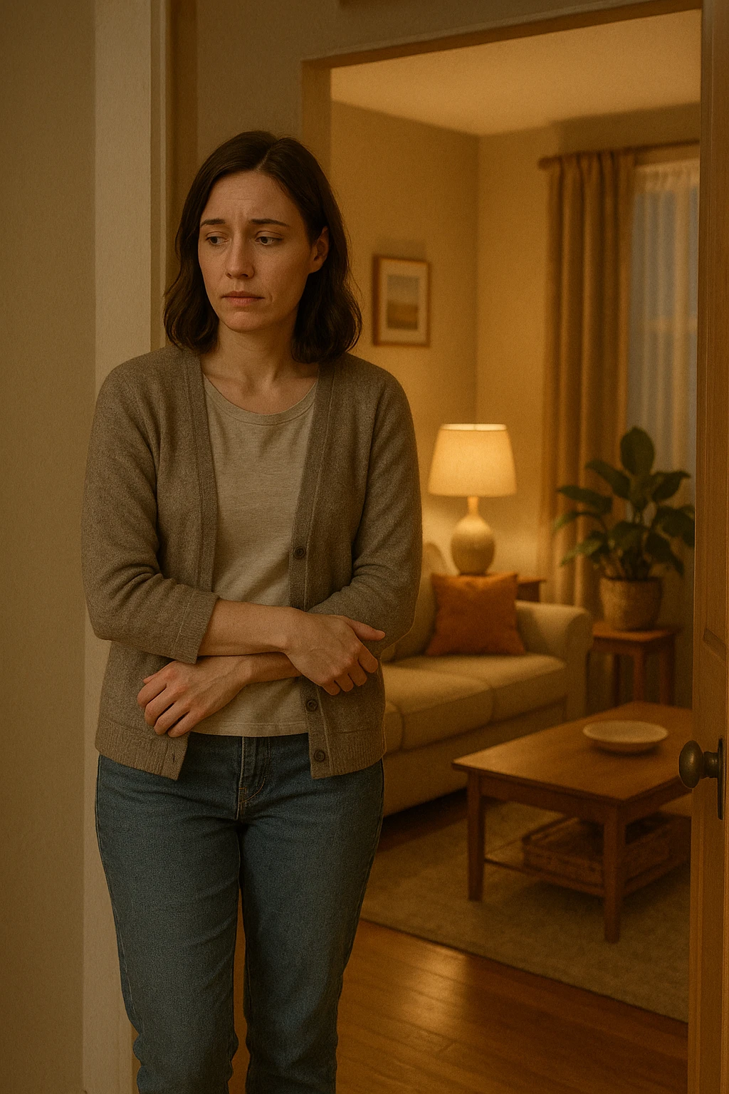 donna che vuole rimanere nella sua zona di comfort. Immagini realistiche emoji