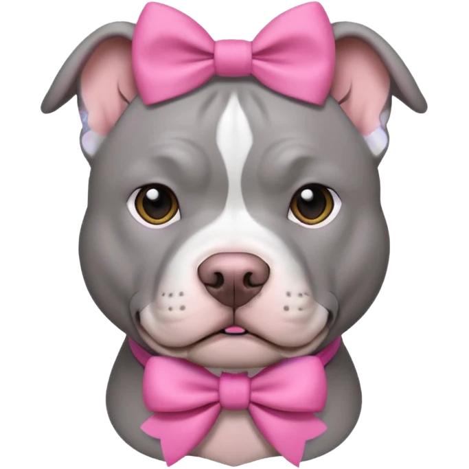 gray pitbull with pink bow emoji
