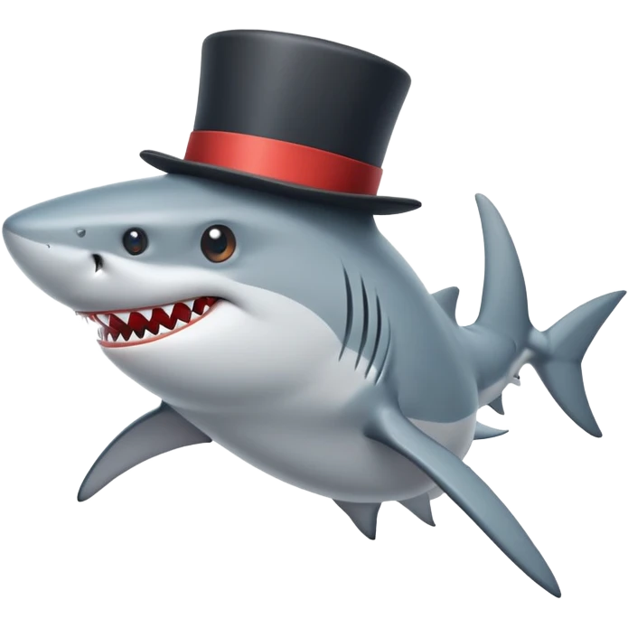 Shark with a top hat emoji