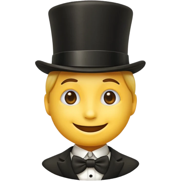 Smiling Emoji wearing top hat emoji