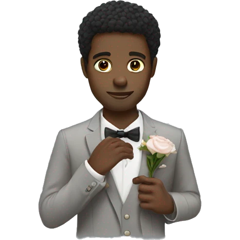 Black guy with medium short hair holding a ring to marry emoji