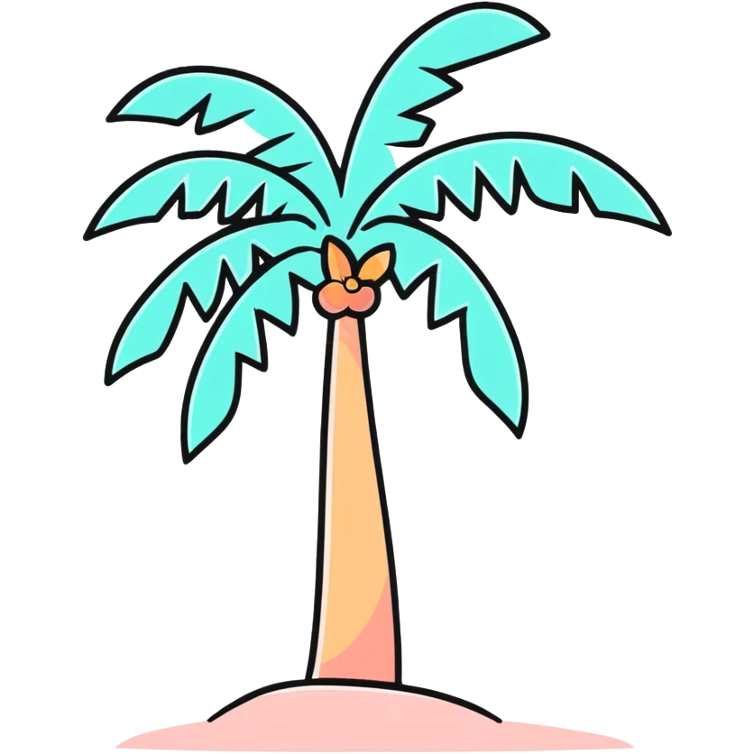 palm tree with pastel peach trunk and pastel aqua leaves emoji