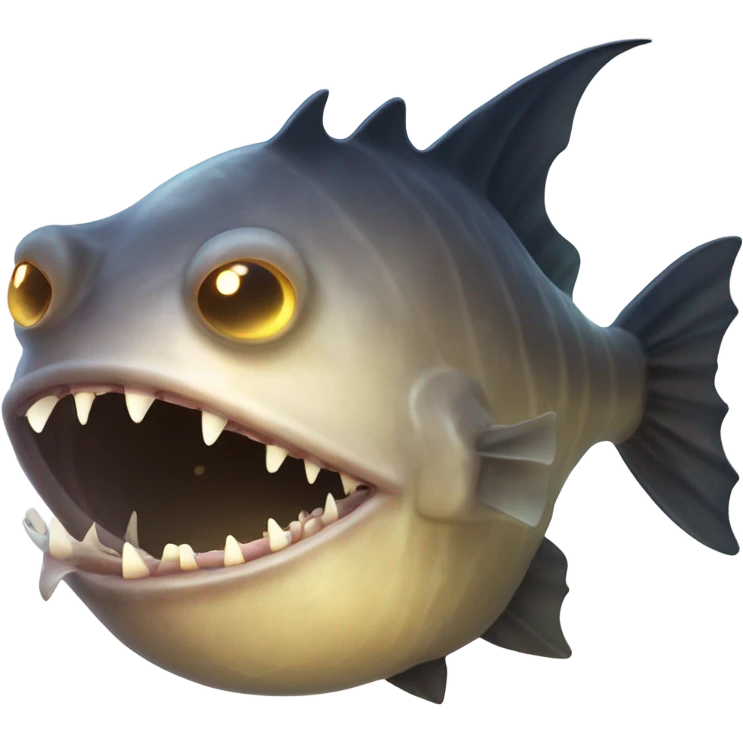 Anglerfish with glowing lure, sharp teeth, and big eyes. emoji