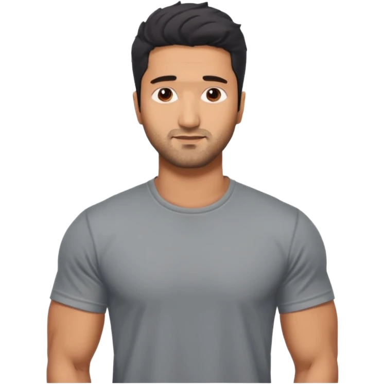 ipretty bratz emoji of vicky kaushal wearing a grey tee, muscular emoji