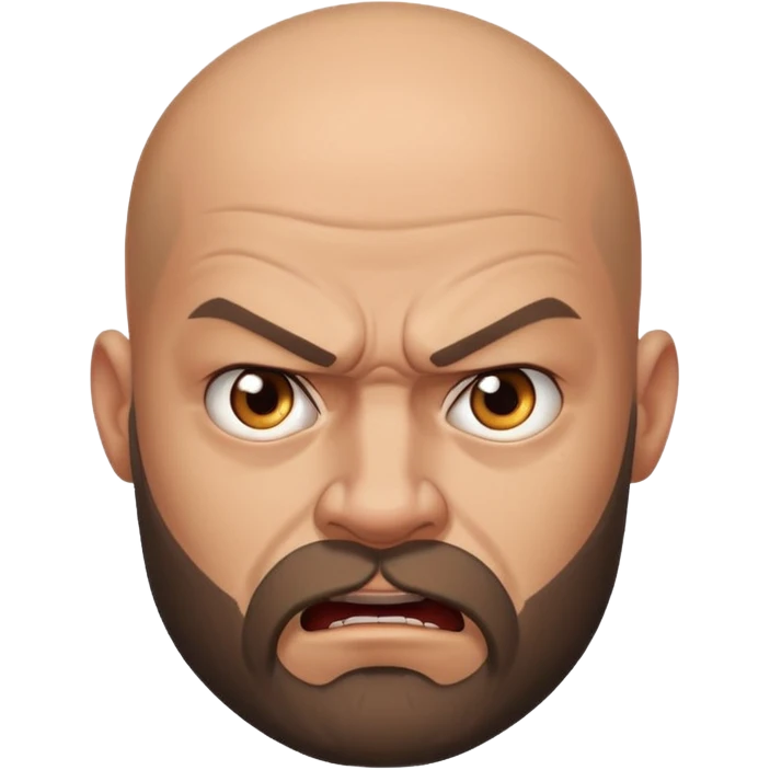 bald man with a beard and tattoo, angry expression emoji