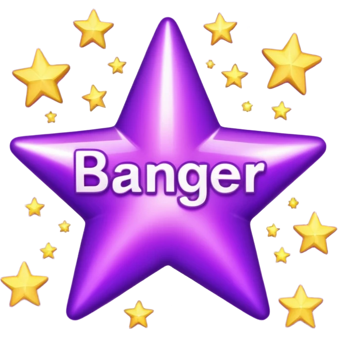 The word "banger" surrounded by purple stars emoji