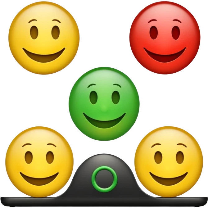 A statisfaction scale with three smileys (red, yellow, green) emoji