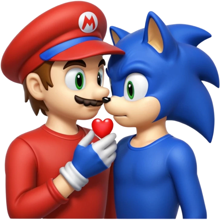 Sonic and mario kiss emoji