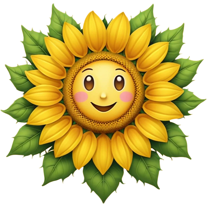 yellow heart with a sunflower motif emoji