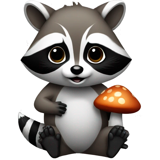 Raccoon holding a mushroom in his hand emoji