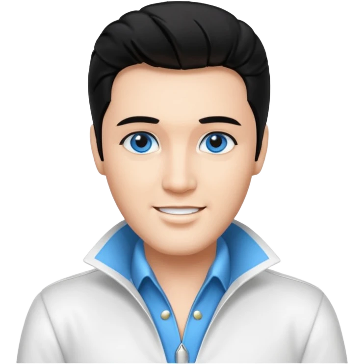 Elvis Presley blue eyes, black hair, white outfit emoji