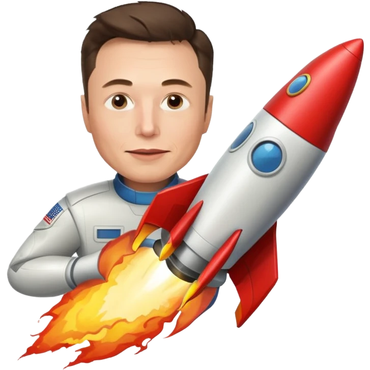 Elon musk on a rocket  emoji