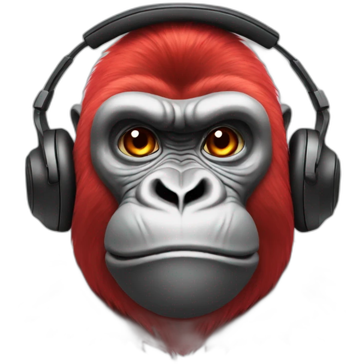 red gorilla lightning face paint, with headphones emoji