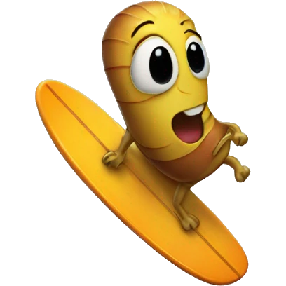Worm riding a surf board emoji