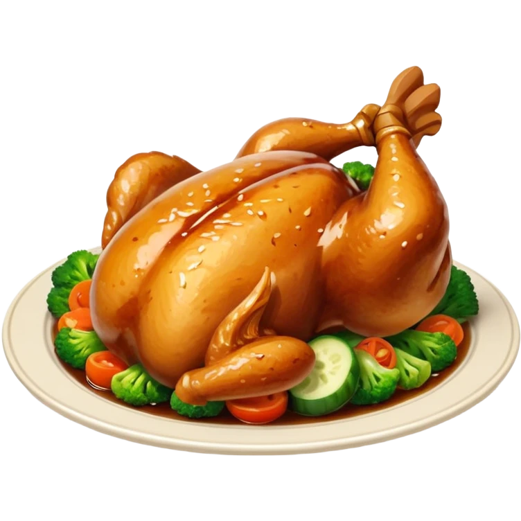 chicken vegetables soy sauce on top  emoji