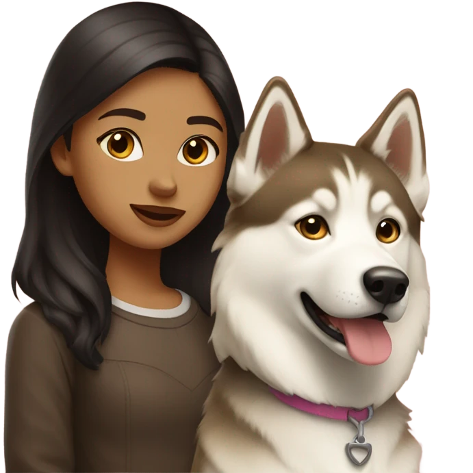 A girl Dark brown  hair next to a light dorée  Husky emoji