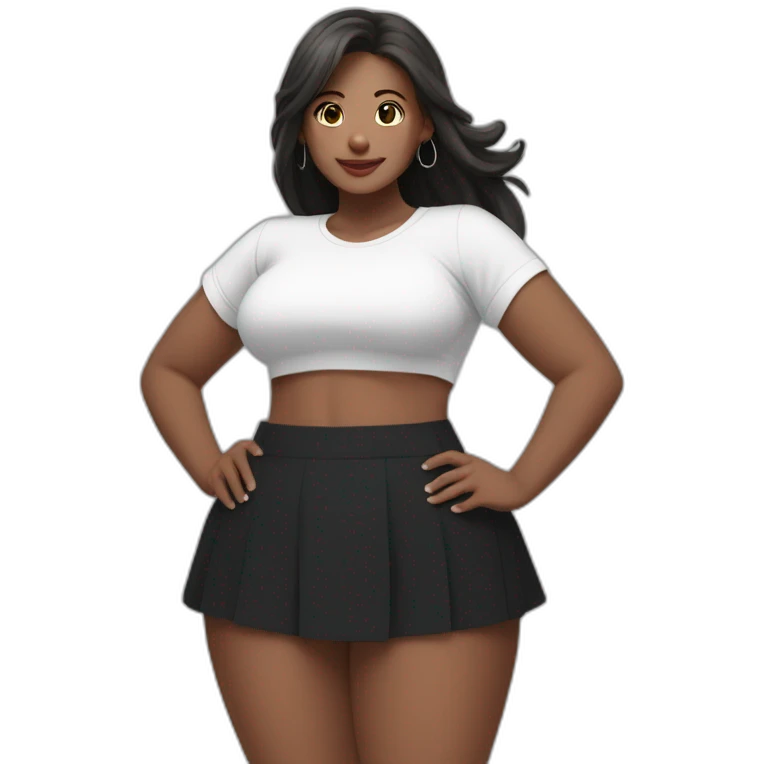 Front view full body curvy caucasian beauty headstands straight hands up black skirt white knickers white socks emoji