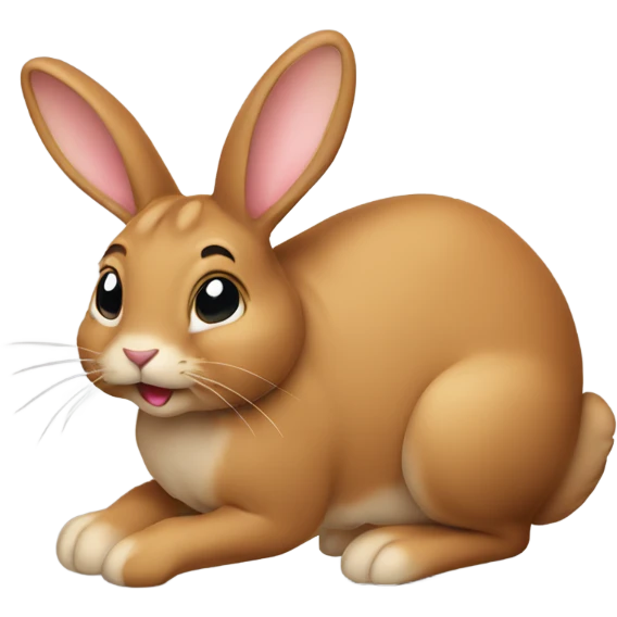 a light brown bunny with ears falling on the side emoji