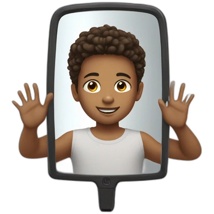 kid making a mirror selfie emoji