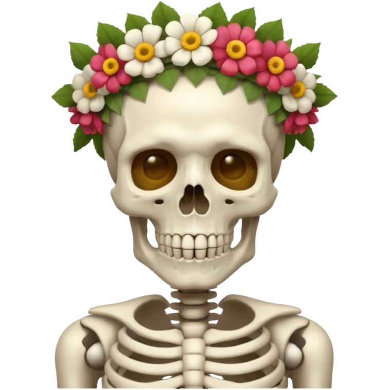 skeleton man with flower crown emoji